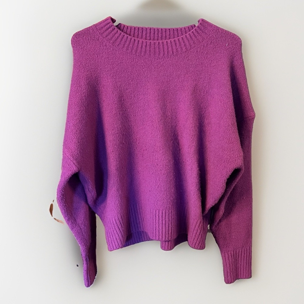 ZARA Cozy Soft Pullover Crew Purple Sweater Wool Blend XS